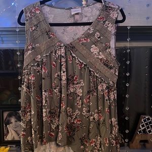 Large sleeveless olive green shirt by Knox Rose